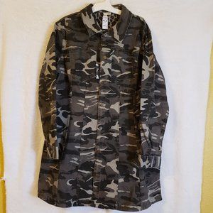 Reversible Camo Leopard print trench style jacket